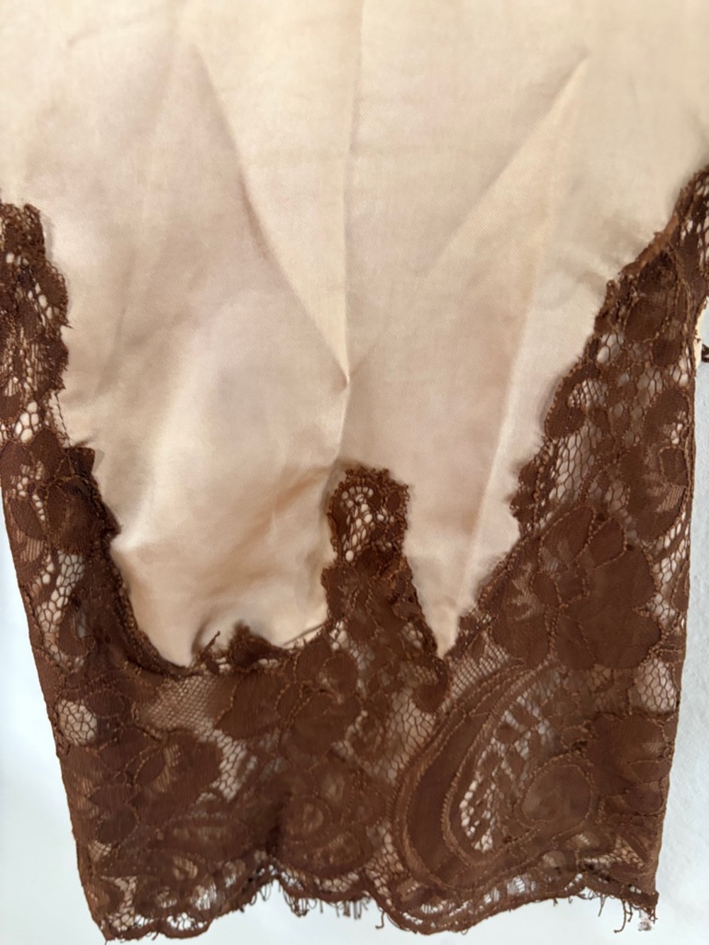 12th Tribe Beige Wrap Robe with Brown Lace Trim - Picture 9 of 16